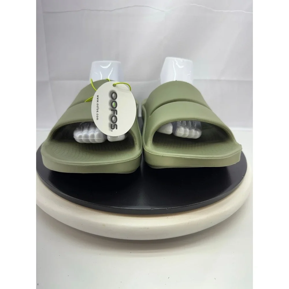 OOFOS OOahh‎ Recovery Slide Mens Size 14 Sage Green Slip On Comfort Sandals NEW